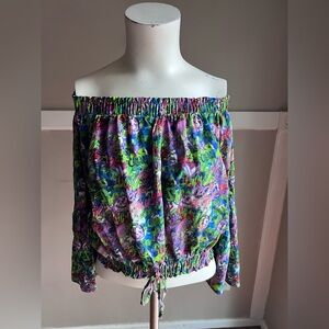 Colorful Off-Shoulder Floral Blouse Size M